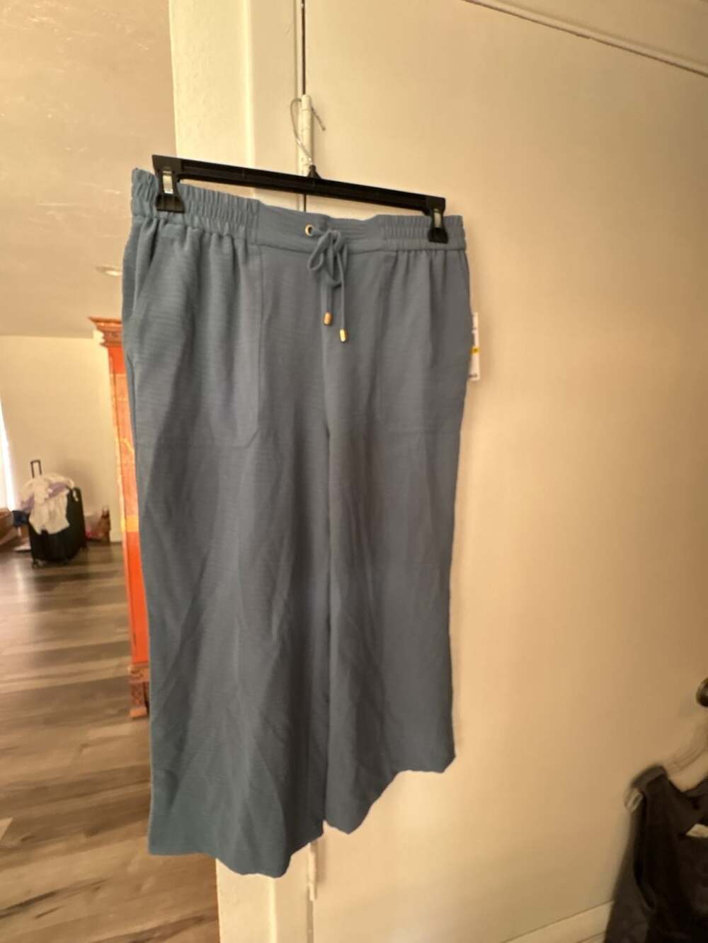 Michael Michael Kors Dk Chambray Drawstring Waist Wide-Leg Pants - Picture 4 of 7